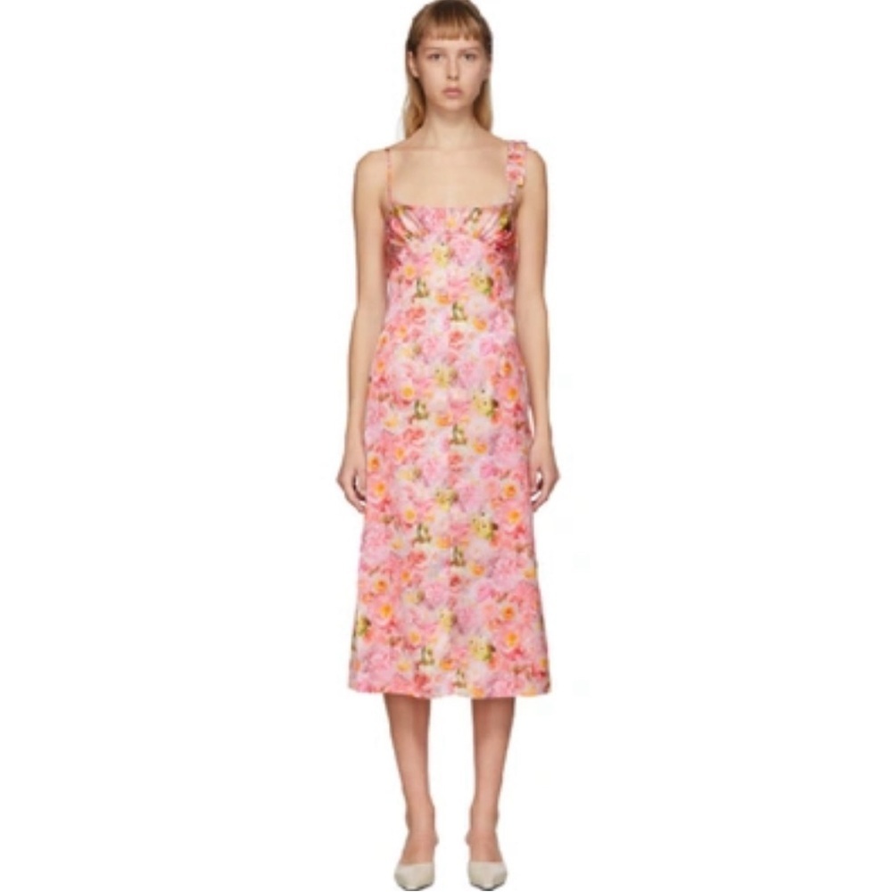 Nwot Commission Pink Bralette Purse Dress In Pink Garden. Size 8